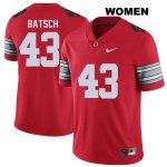 Women's NCAA Ohio State Buckeyes Ryan Batsch #43 College Stitched 2018 Spring Game Authentic Nike Red Football Jersey QG20K43BW
